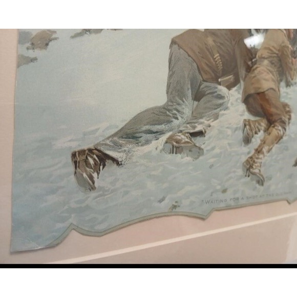 A.B. Frost Chromolithograph "Waiting for a Shot" Antique VTG Print Matted RARE - Picture 9 of 10